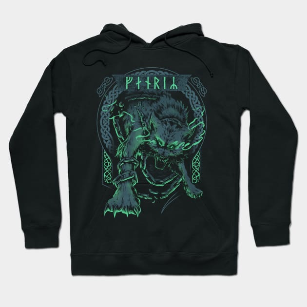 Norse Fenrir Viking Wolf Ragnarok Nordic Mythology Hoodie by Blue Pagan